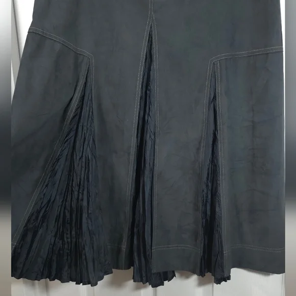 Vintage Blue Cargo Maxi Skirt M Contrast Stitch Pleated Godet Utilitarian Vtg - Picture 5 of 10